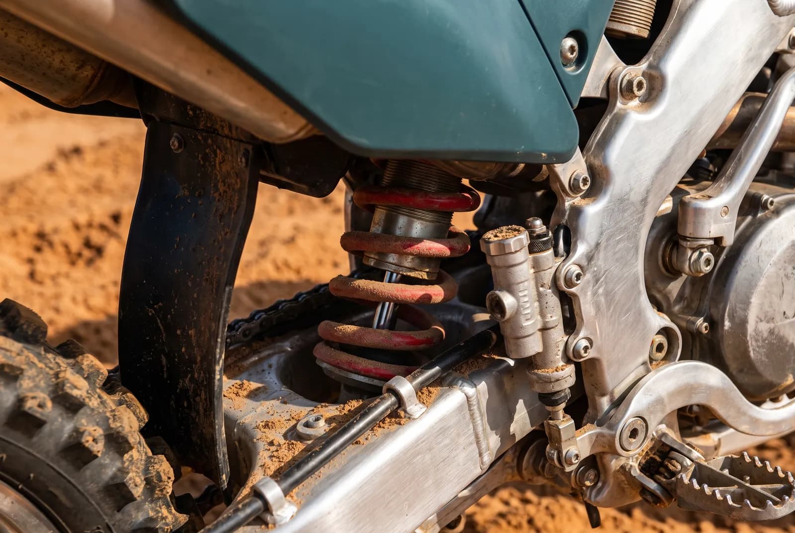 Detail van een Crossmotor 450 viertakt