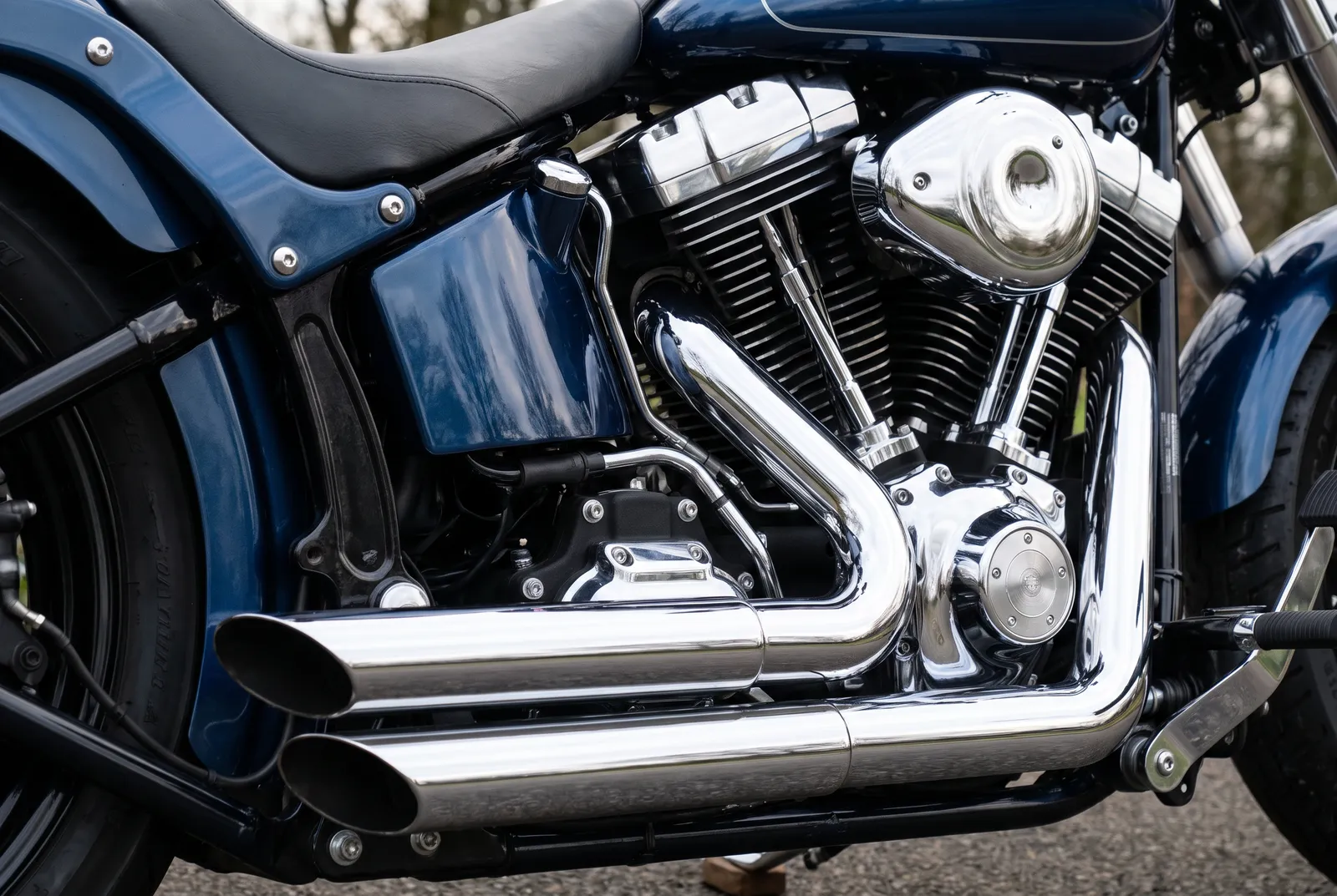 Detail van een Harley-Davidson Softail