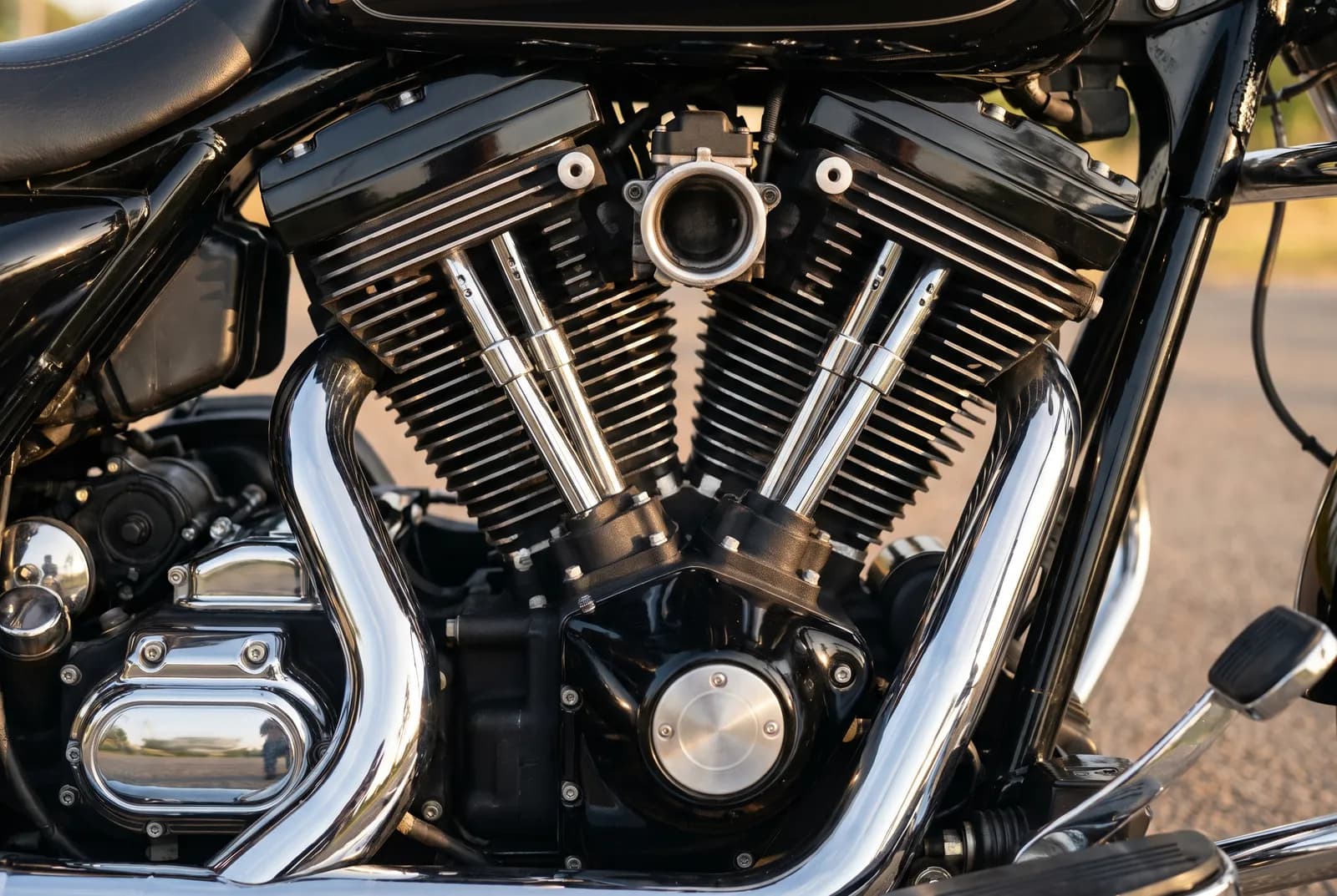 Detail van een Harley-Davidson